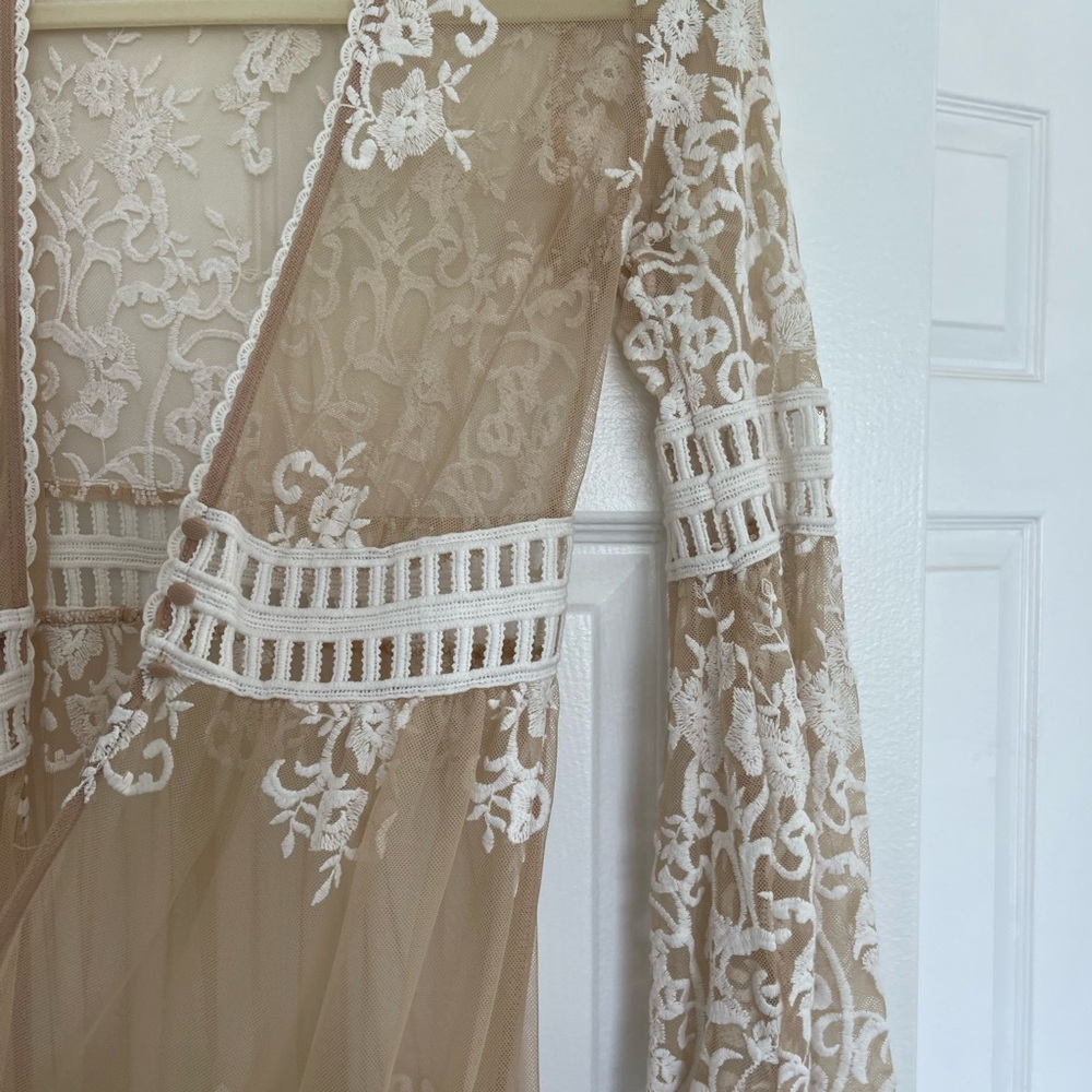 Embroidered mesh long kimono - festive look - For love & lemons dupe!